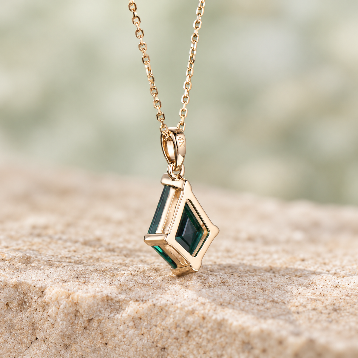 HERRINA Kite Emerald Pendant Necklace, view 4