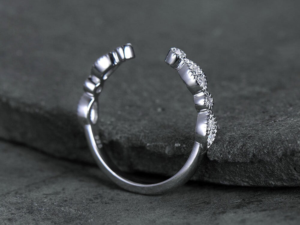 Sterling silver ring for women/Cubic Zirconia wedding band/CZ wedding ring/stackable ring/Matching band/Xmas gift/Can custom design gap