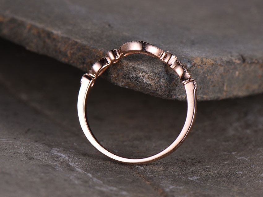 Sterling silver ring for women/Cubic Zirconia wedding band/CZ wedding ring/stackable ring/Matching band/Rose gold plated/curve half moon gap