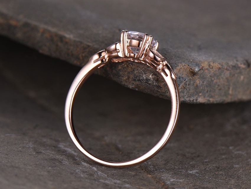 Sterling silver ring/Round cut Cubic Zirconia engagement ring/CZ wedding ring/Three flower marquise/promise ring/Xmas gift/Rose gold plated