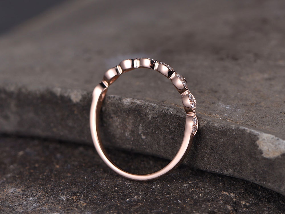 Sterling silver ring for women/Cubic Zirconia wedding band/CZ wedding ring/stackable ring/Matching band/Xmas gift/Rose gold plated