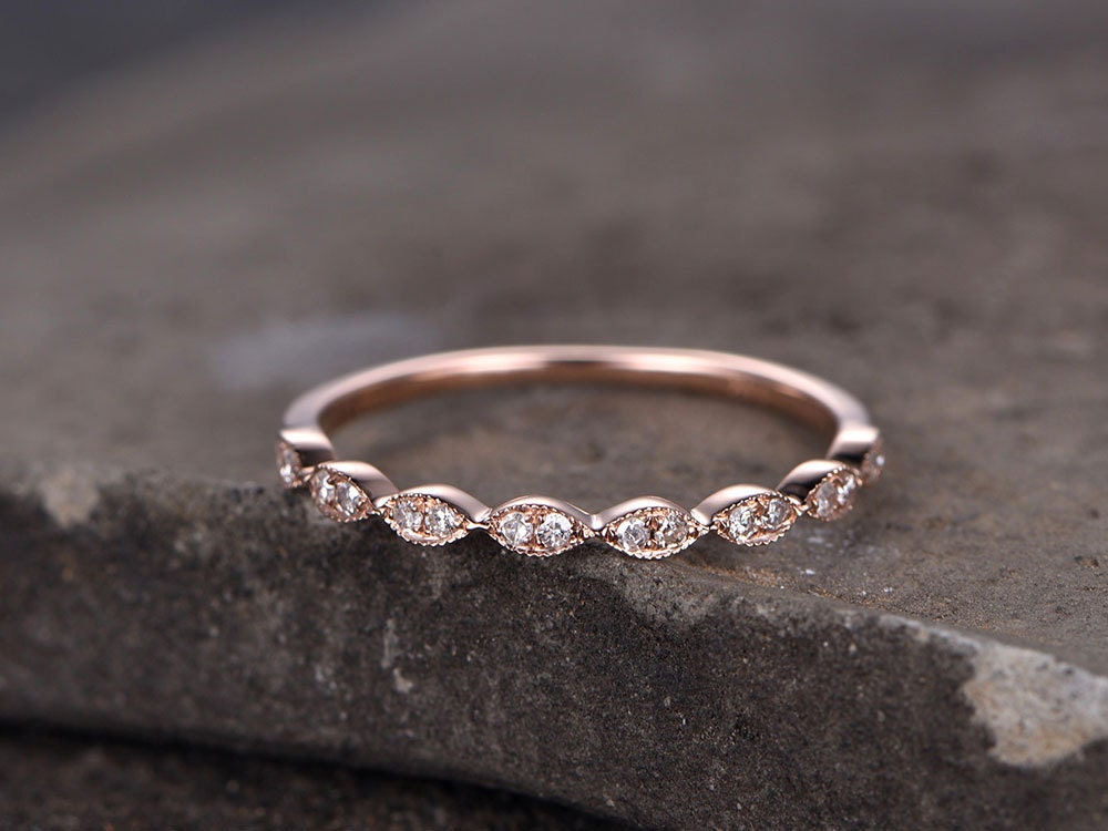 Sterling silver ring for women/Cubic Zirconia wedding band/CZ wedding ring/stackable ring/Matching band/Xmas gift/Rose gold plated