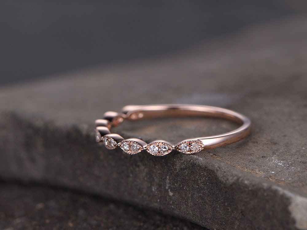 Sterling silver ring for women/Cubic Zirconia wedding band/CZ wedding ring/stackable ring/Matching band/Xmas gift/Rose gold plated