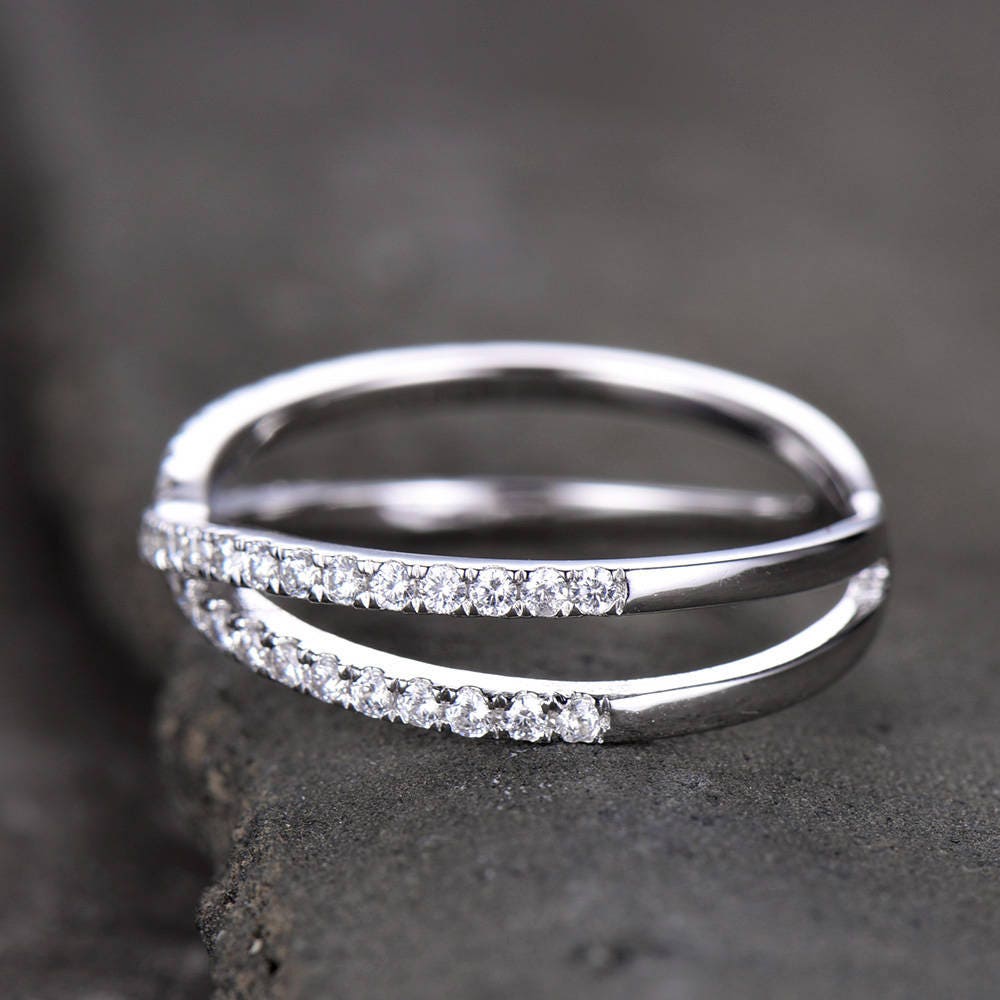 X Ring Criss Cross Ring X Cross Ring Wedding Band Gold X Ring 925 Sterling Silver Thin CZ Ring Micro Pave Ring Knuckle Ring Stacking Ring