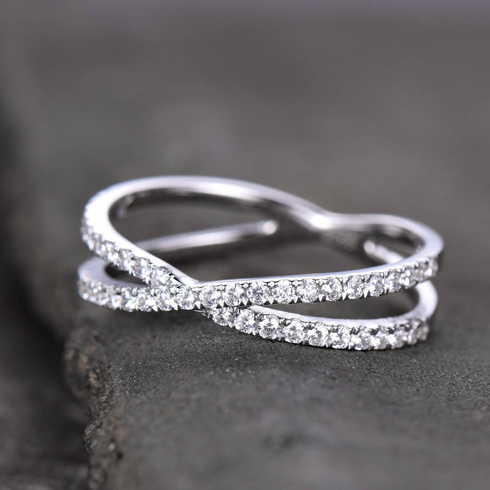 X Ring Criss Cross Ring X Cross Ring Wedding Band Gold X Ring 925 Sterling Silver Thin CZ Ring Micro Pave Ring Knuckle Ring Stacking Ring