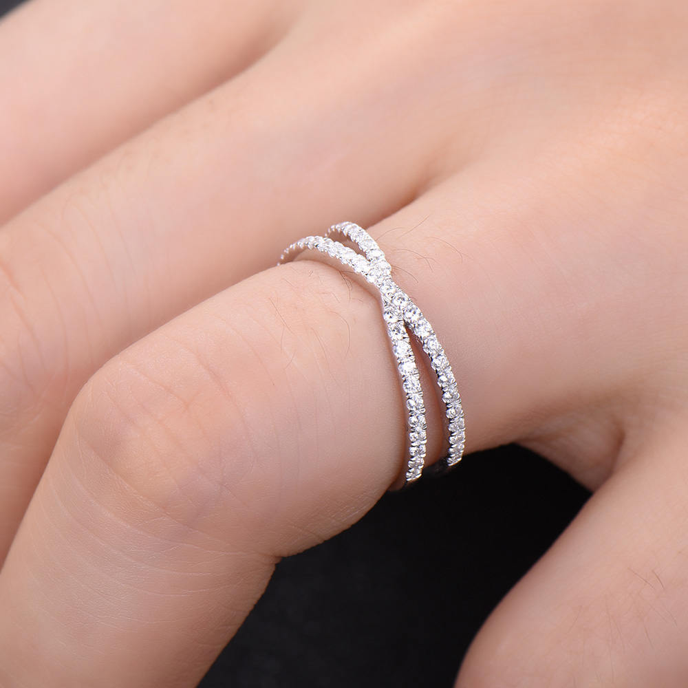 X Ring Criss Cross Ring X Cross Ring Wedding Band Gold X Ring 925 Sterling Silver Thin CZ Ring Micro Pave Ring Knuckle Ring Stacking Ring