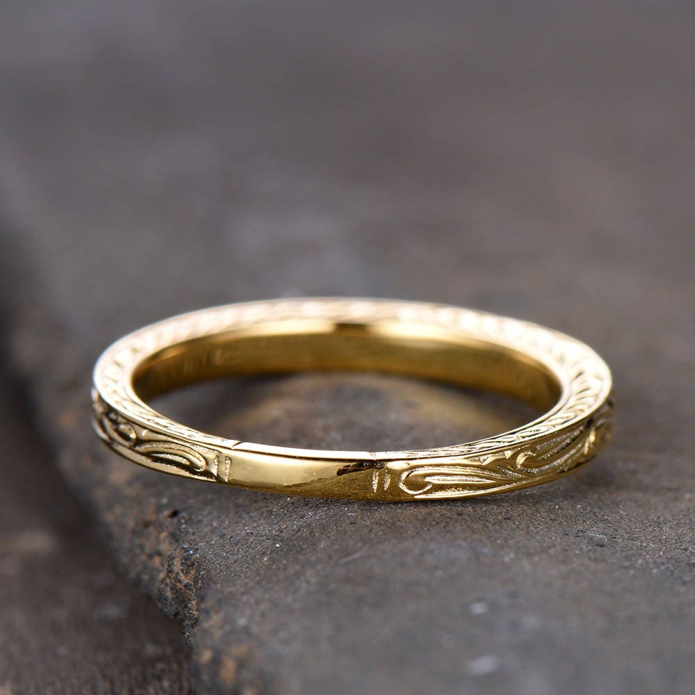 Vintage Filigree Wedding Band Stacking Ring Antique Floral Wedding Ring Milgrain Matching Band Anniversary Ring Sterling Silver Gold Plated