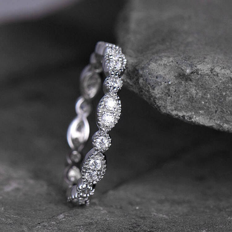 Sterling Silver Ring For Women Cubic Zirconia Wedding Band CZ Wedding Ring Stackable Ring Matching Band Xmas Gift White gold Plated