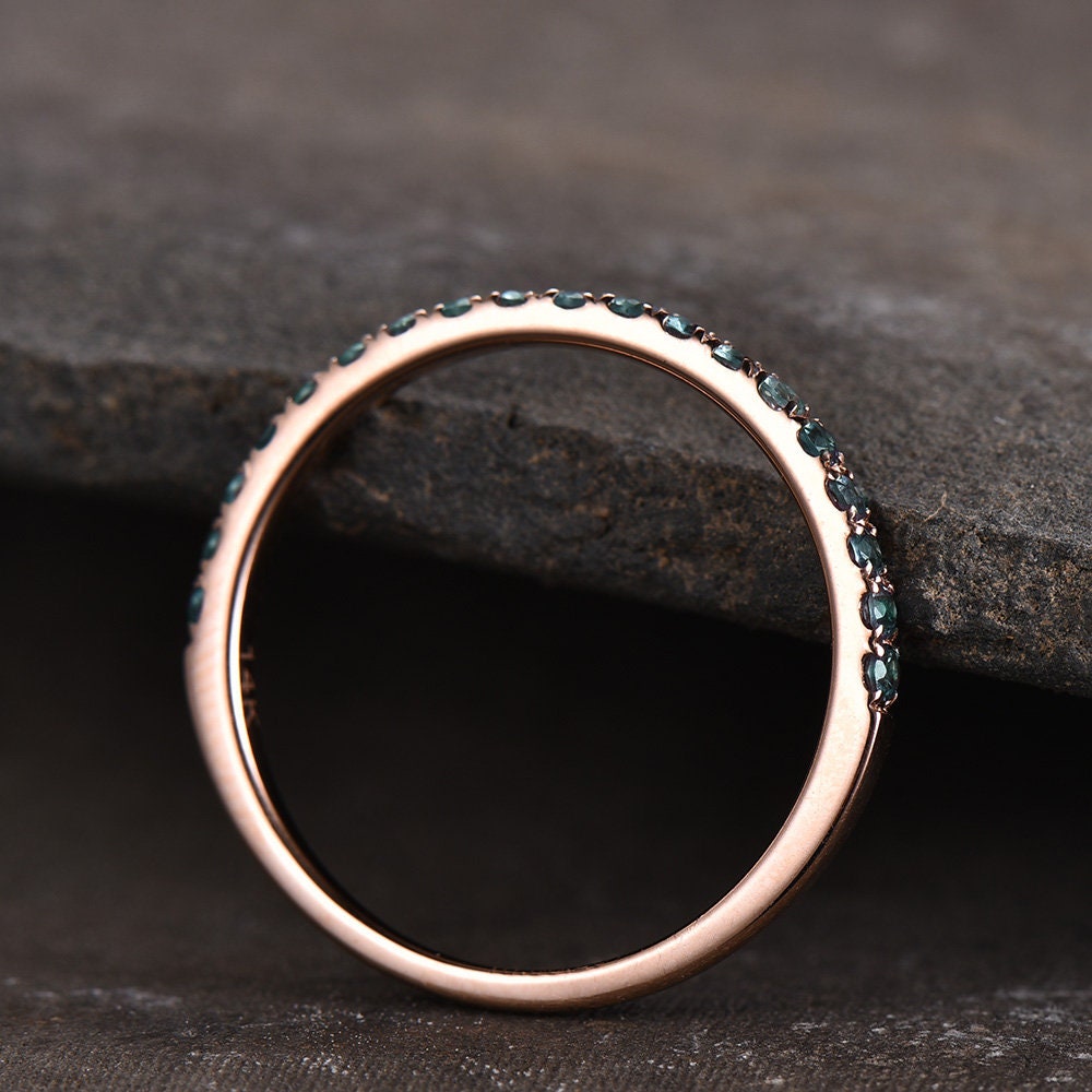 Eternity Band Alexandrite Ring Aniversary Ring Sterling Silver Matching Band Stacking Ring June Birthstone Rose Gold Plate Wedding Band