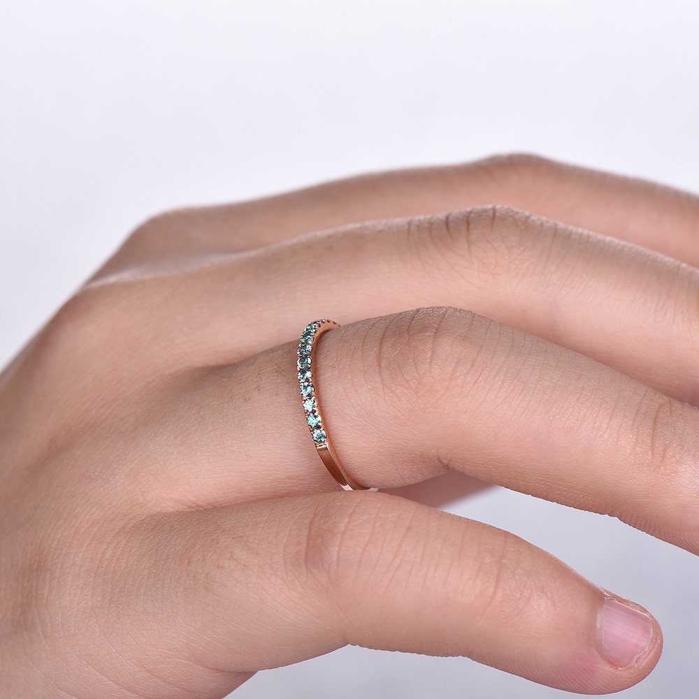 Eternity Band Alexandrite Ring Aniversary Ring Sterling Silver Matching Band Stacking Ring June Birthstone Rose Gold Plate Wedding Band