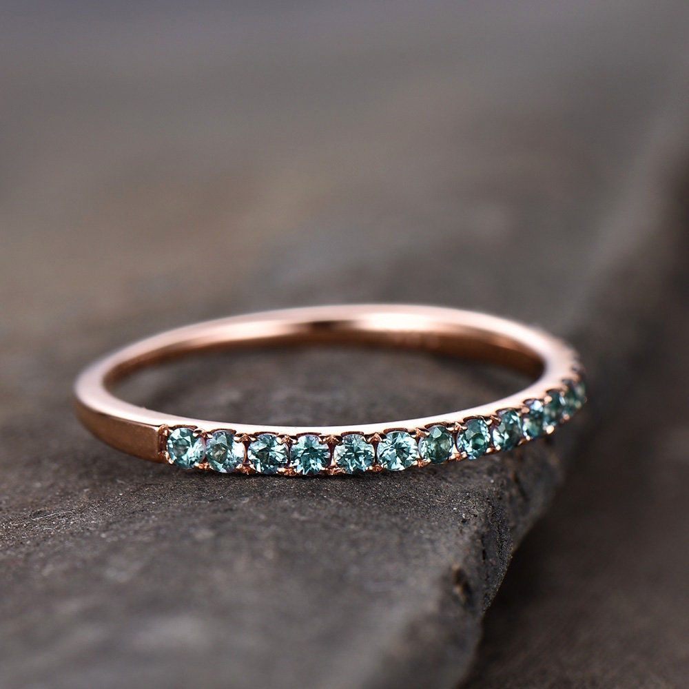 Eternity Band Alexandrite Ring Aniversary Ring Sterling Silver Matching Band Stacking Ring June Birthstone Rose Gold Plate Wedding Band