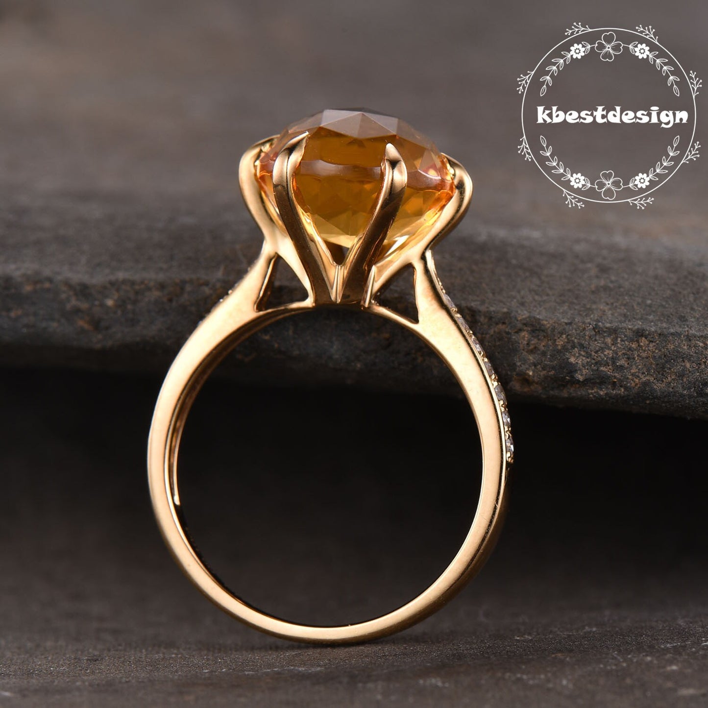 Natural Citrine Ring,Citrine Statement Ring,November Birthstone Ring,Cocktail Ring,Stacking Ring,Round Gemstone Ring,Sterling Silver