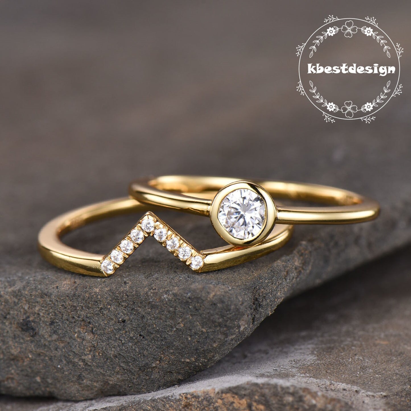 Sterling Silver Ring Set,Minimalist Wedding Ring Set,Stackable Rings,Delicate Rings,Dainty Diamond Simulant Ring Set, Bridal Set