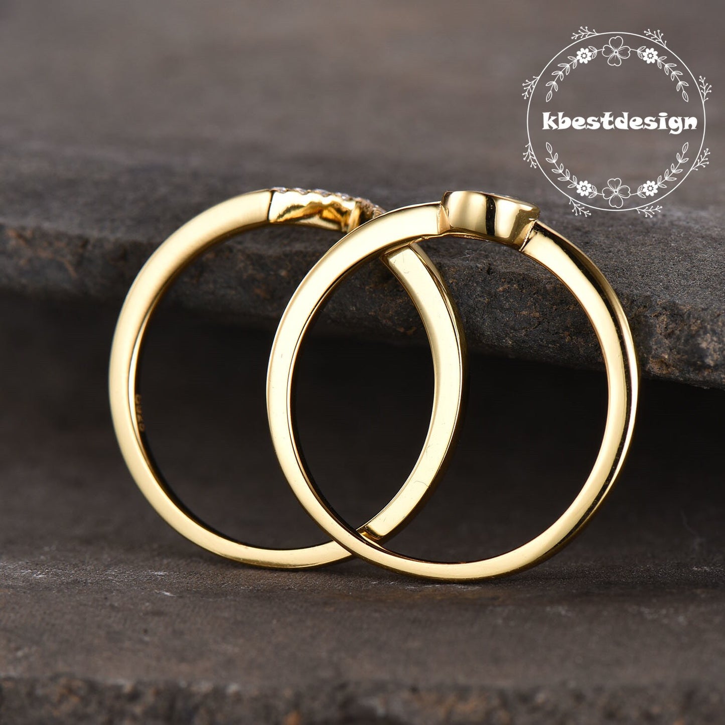 Sterling Silver Ring Set,Minimalist Wedding Ring Set,Stackable Rings,Delicate Rings,Dainty Diamond Simulant Ring Set, Bridal Set