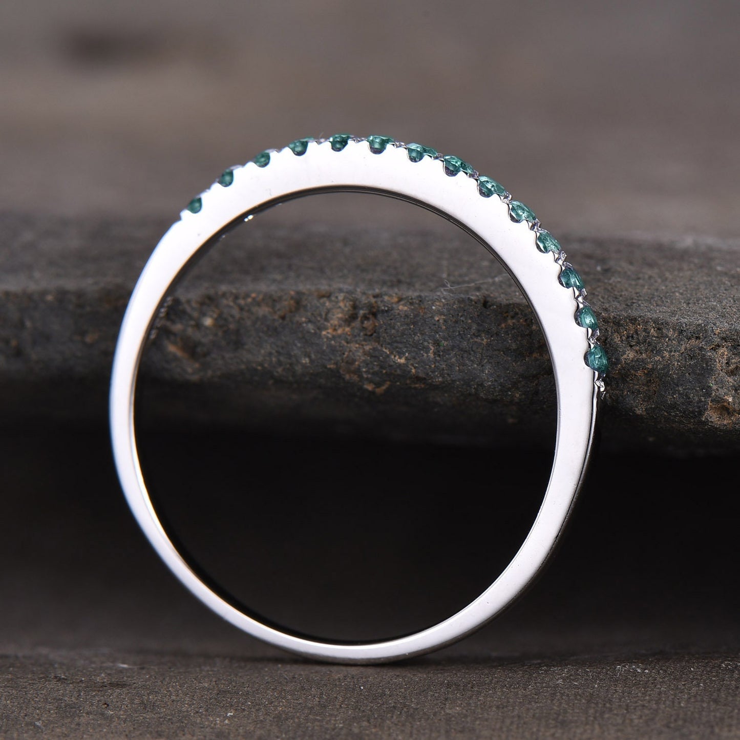 Alexandrite Ring Alexandrite Wedding Band Aniversary Ring Sterling Silver Eternity Band Stacking Ring White Gold Plated