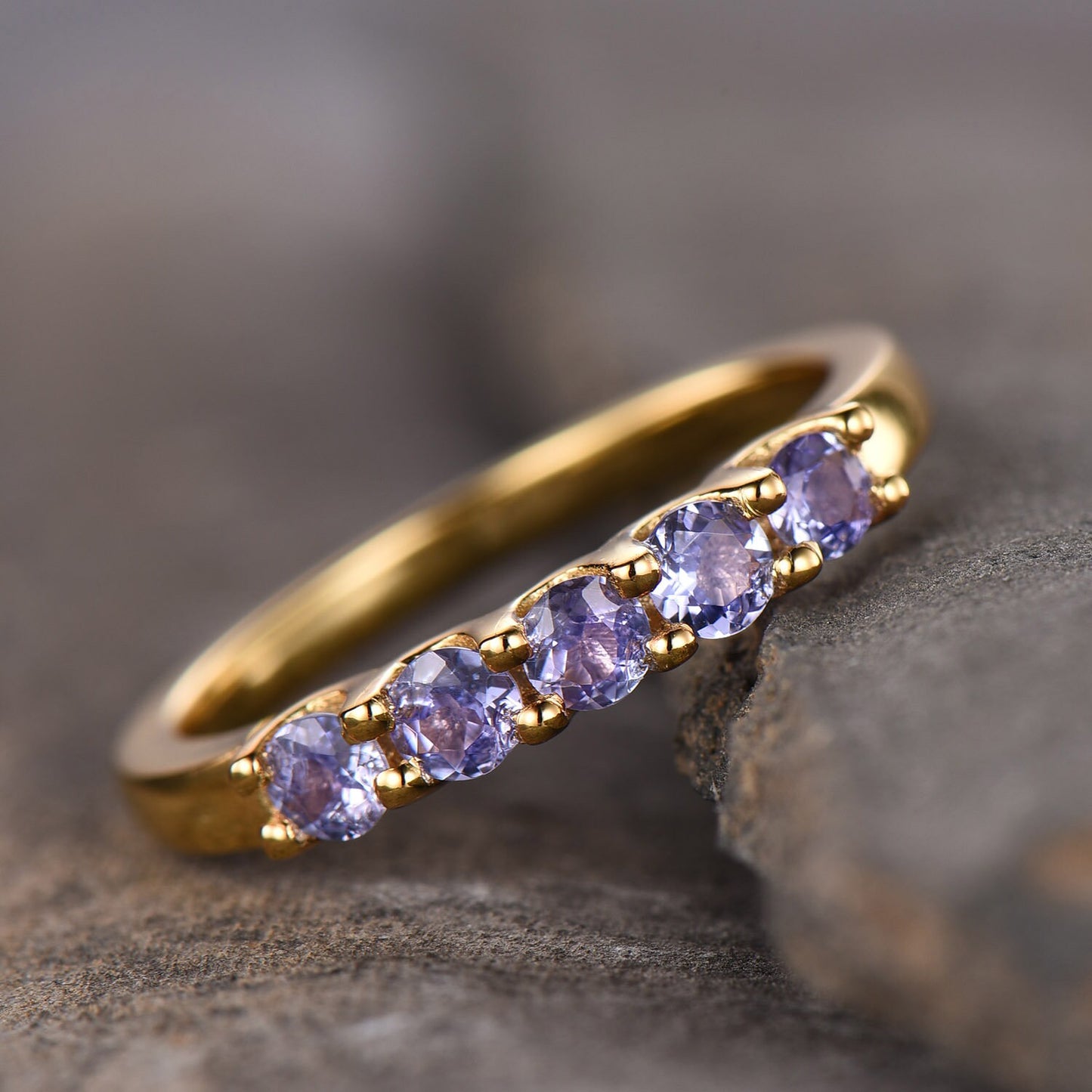 Tanzanite Ring Cluster Natural Tanzanite Wedding Ring Blue Stone Ring Tanzanite Stacking Ring December Birthstone Ring Handmade Jewelry