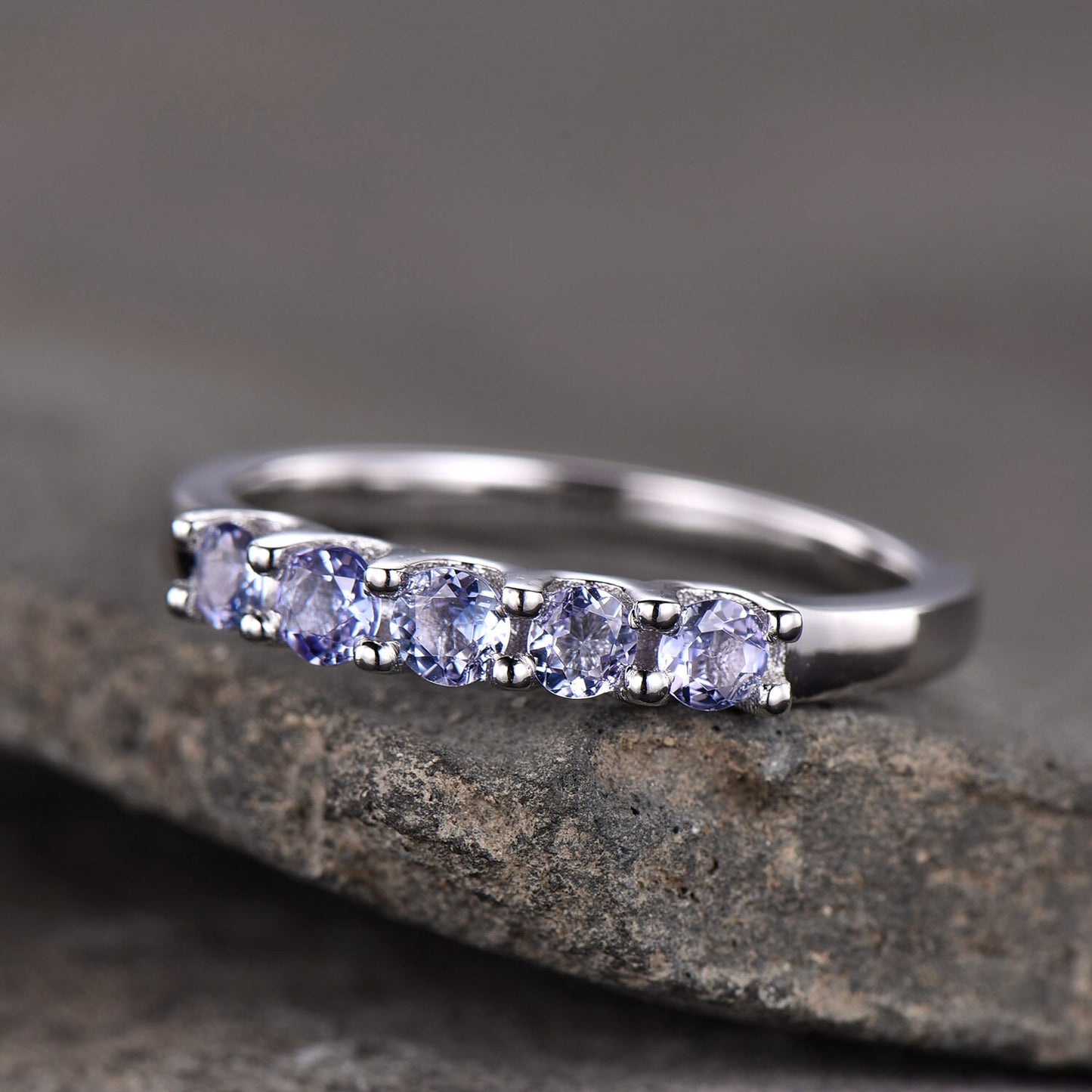 Tanzanite Ring Cluster Natural Tanzanite Wedding Ring Blue Stone Ring Tanzanite Stacking Ring December Birthstone Ring Handmade Jewelry