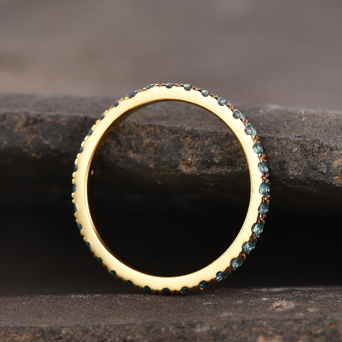 Alexandrite Ring Full Eternity Band Alexandrite Wedding Band June Birthstone Ring Sterling Sliver Yellow Gold Plated