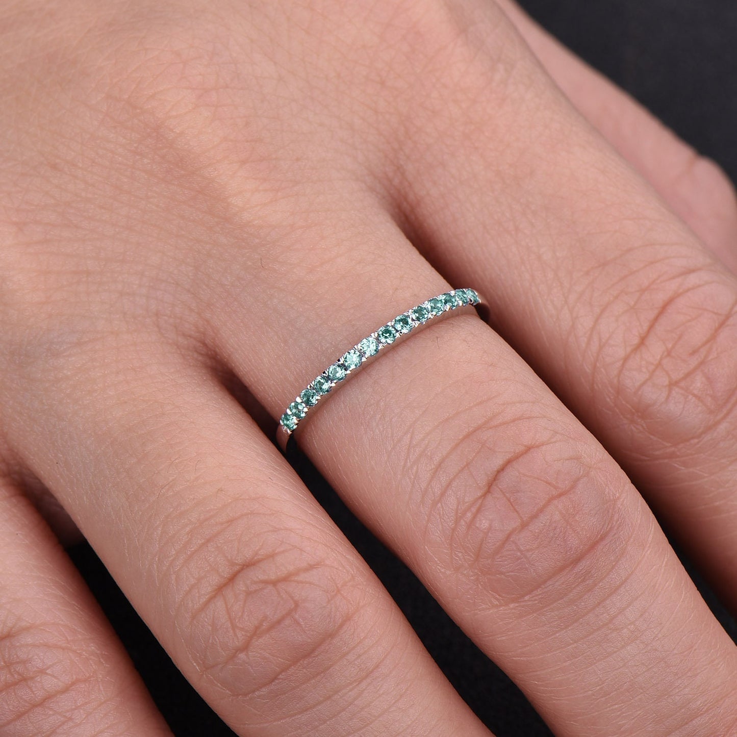 Alexandrite Ring Alexandrite Wedding Band Aniversary Ring Sterling Silver Eternity Band Stacking Ring White Gold Plated