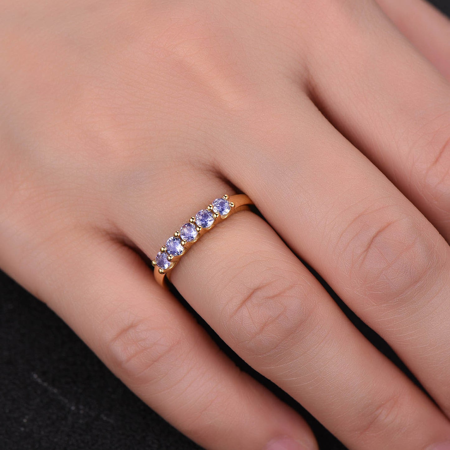Tanzanite Ring Cluster Natural Tanzanite Wedding Ring Blue Stone Ring Tanzanite Stacking Ring December Birthstone Ring Handmade Jewelry