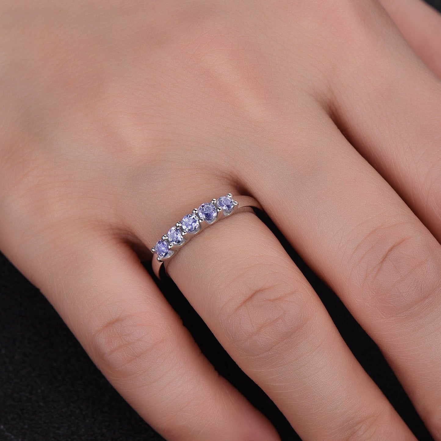 Tanzanite Ring Cluster Natural Tanzanite Wedding Ring Blue Stone Ring Tanzanite Stacking Ring December Birthstone Ring Handmade Jewelry