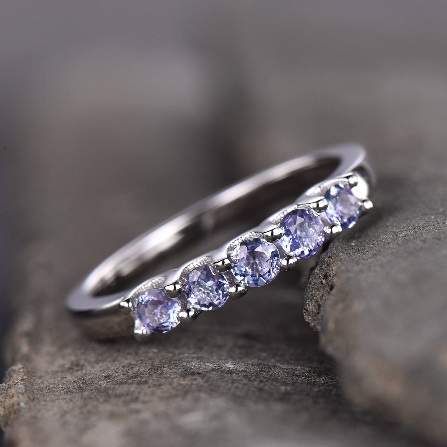 Tanzanite Ring Cluster Natural Tanzanite Wedding Ring Blue Stone Ring Tanzanite Stacking Ring December Birthstone Ring Handmade Jewelry