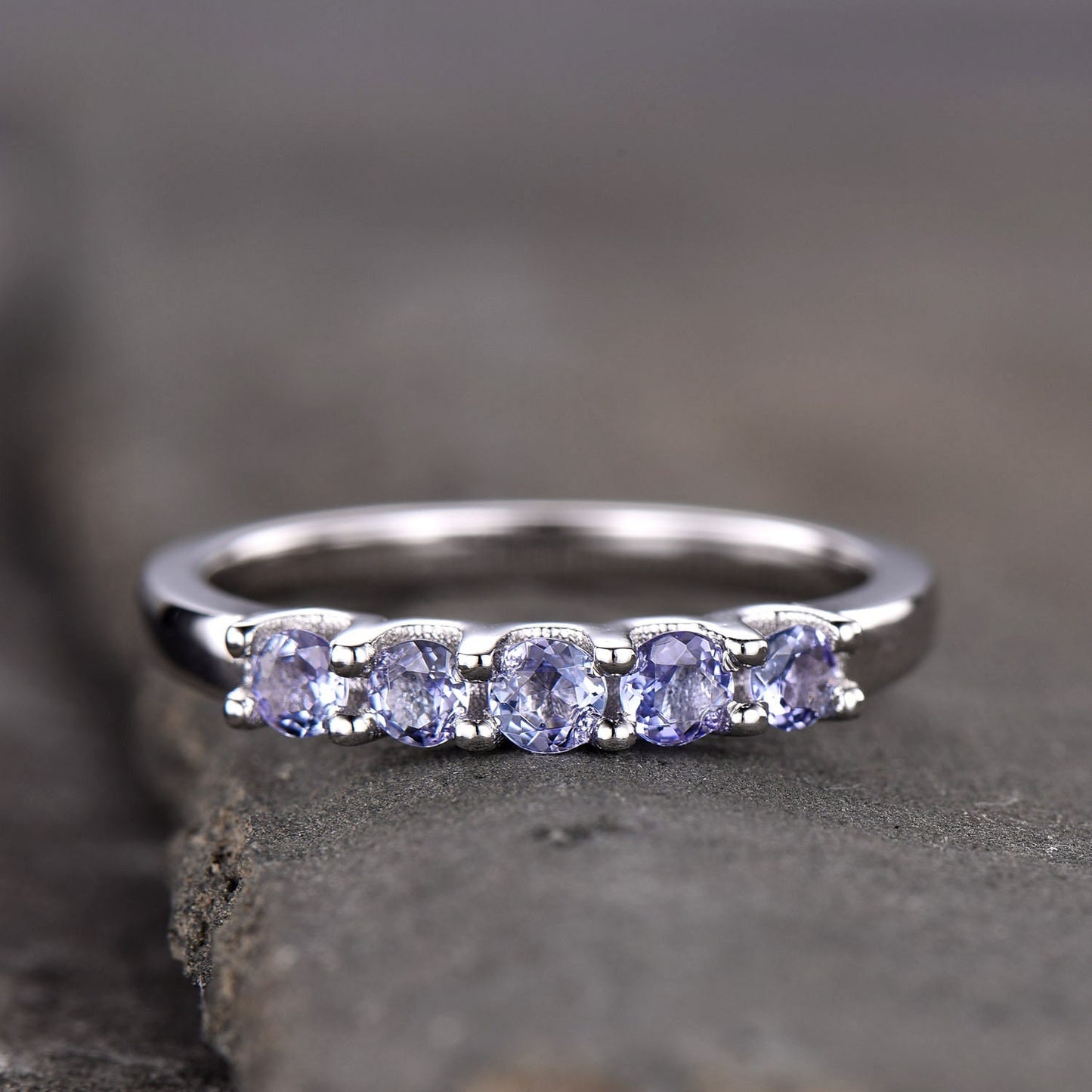 Tanzanite Ring Cluster Natural Tanzanite Wedding Ring Blue Stone Ring Tanzanite Stacking Ring December Birthstone Ring Handmade Jewelry