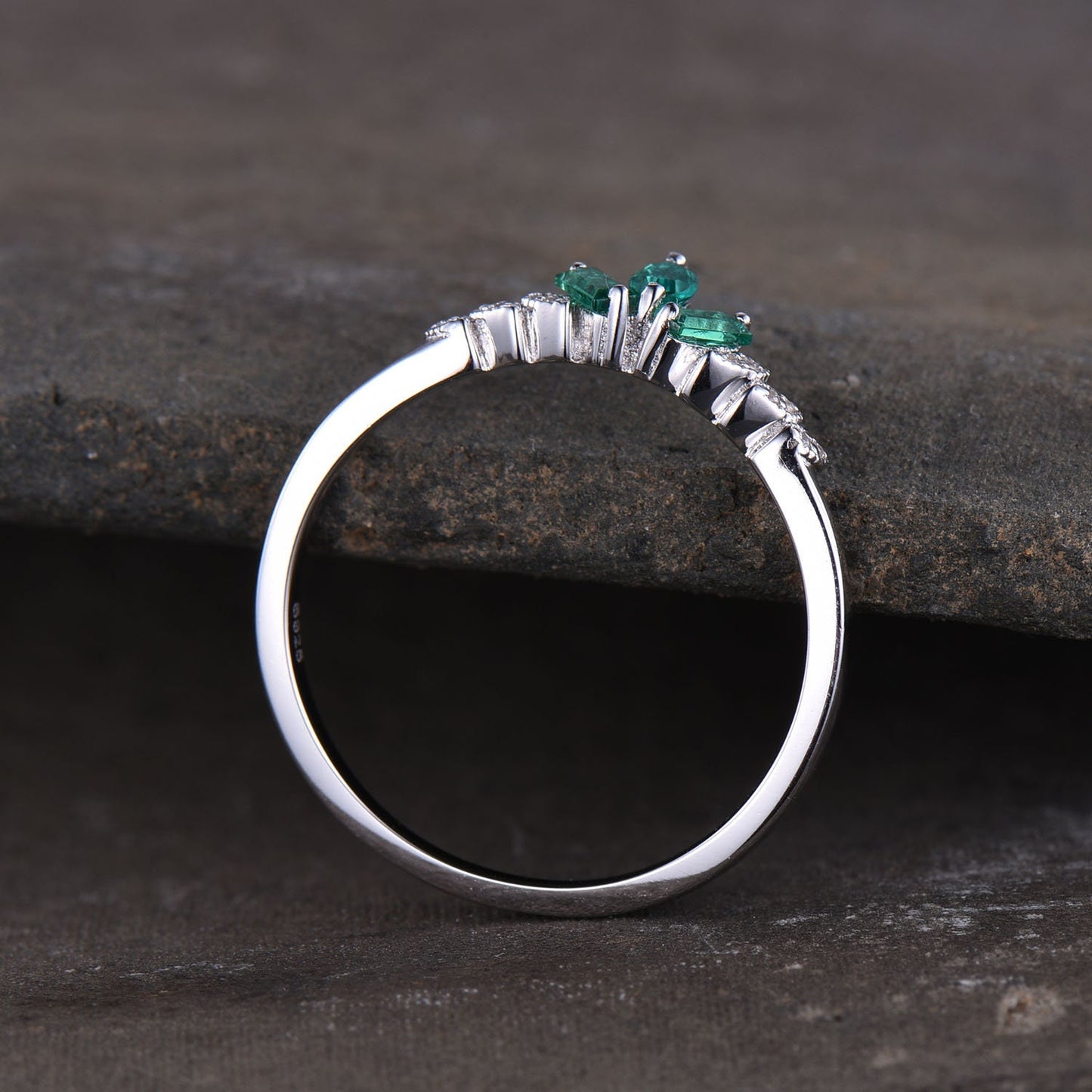 Silver Emerald Ring, Promise ring, Emerald wedding ring, May birthstone, Women Wedding Ring, Promise Ring, Green Ring Emerald Ring For Women