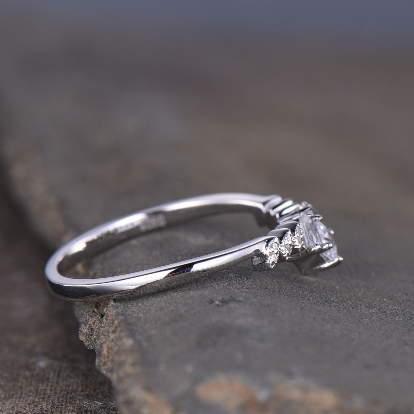 925 Sterling Silver CZ Stacking Ring, Minimalist Ring, Delicate Ring, White Gold, Wedding Anniversary Ring, Cubic Zirconia