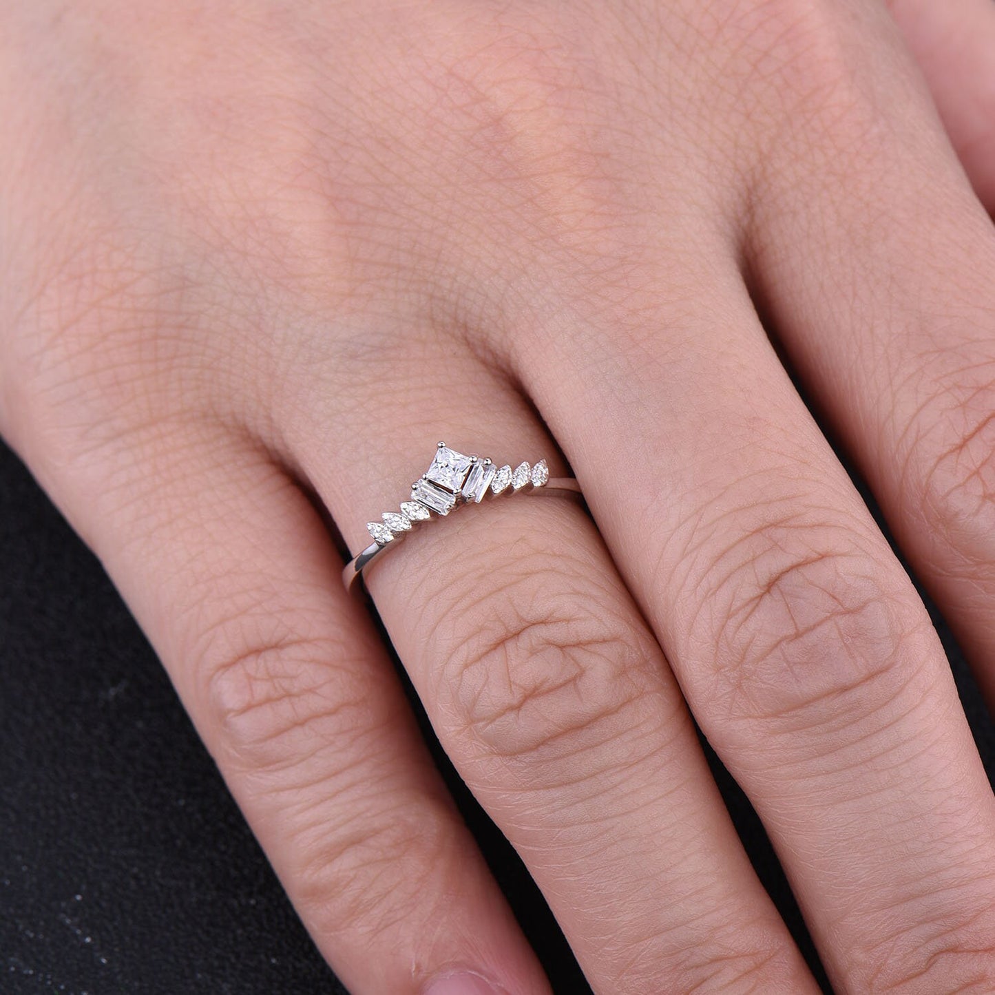 925 Sterling Silver CZ Stacking Ring, Minimalist Ring, Delicate Ring, White Gold, Wedding Anniversary Ring, Cubic Zirconia