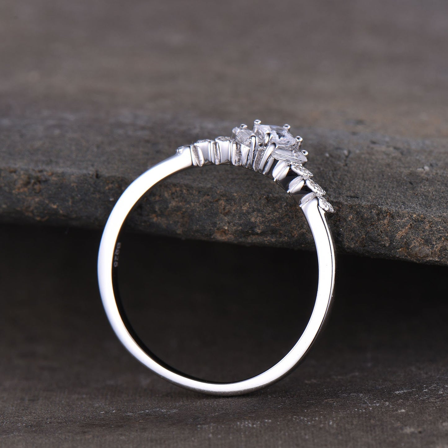 925 Sterling Silver CZ Stacking Ring, Minimalist Ring, Delicate Ring, White Gold, Wedding Anniversary Ring, Cubic Zirconia
