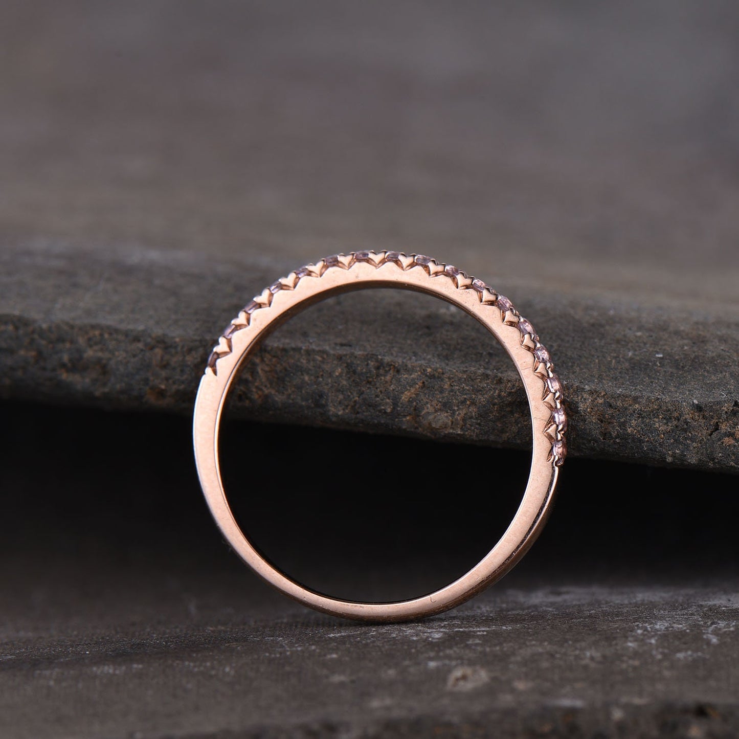 Eternity Band, Morganite Stacking Ring, Minimalist Ring, Rose Gold Ring, Morganite Band, Gifts for Her, Anniversary Ring