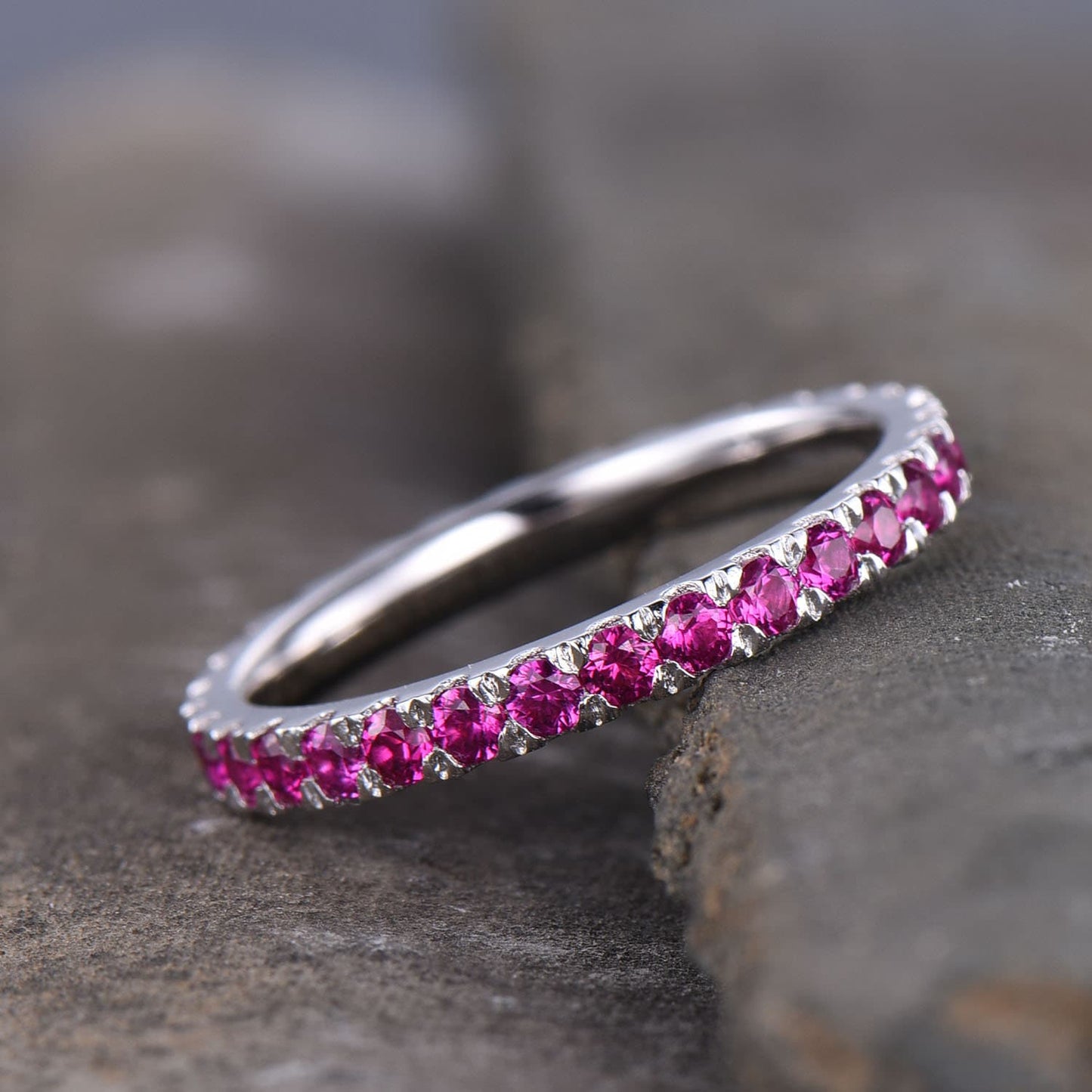Ruby Ring Ruby Eternity Ring Ruby Silver Ring July Birthstone Ring Stacking Ruby Ring Gemstone Band Anniversary Gift Everyday Ring Gold Ring