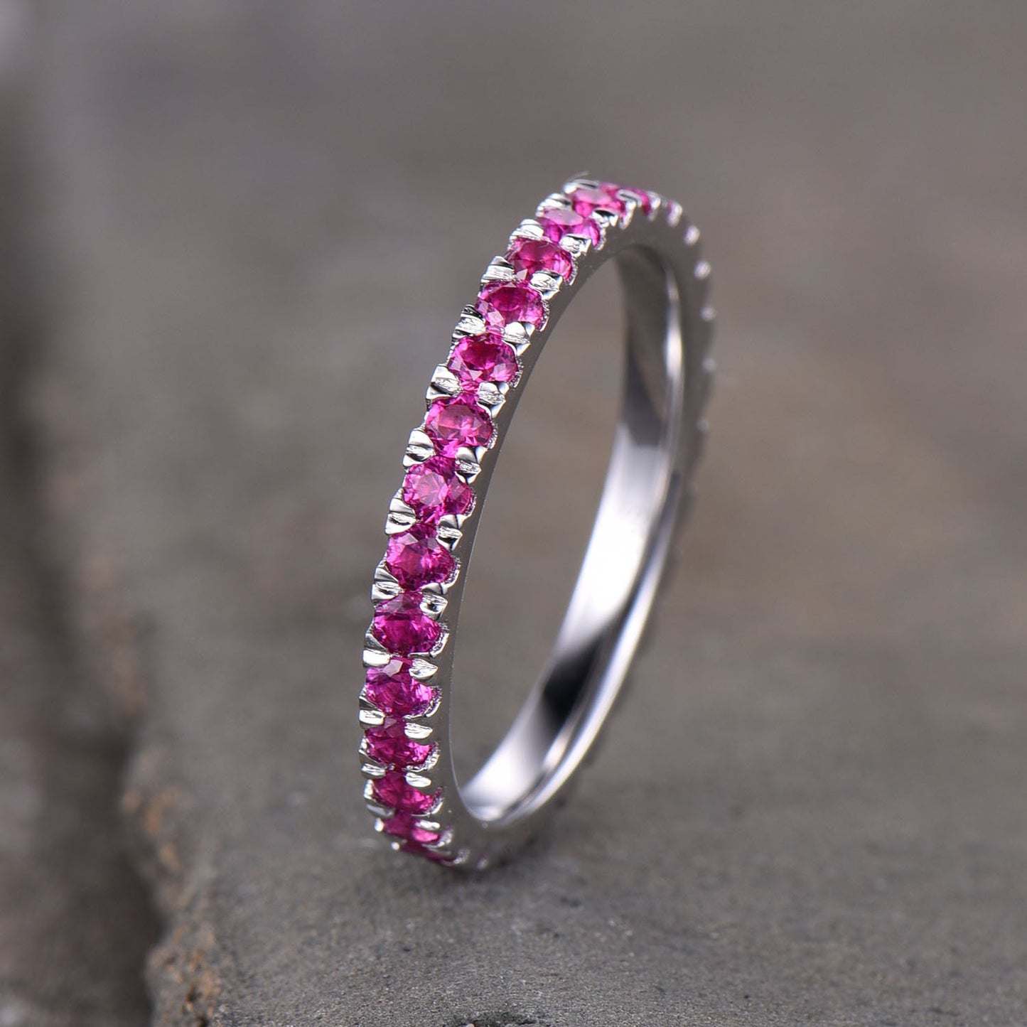 Ruby Ring Ruby Eternity Ring Ruby Silver Ring July Birthstone Ring Stacking Ruby Ring Gemstone Band Anniversary Gift Everyday Ring Gold Ring