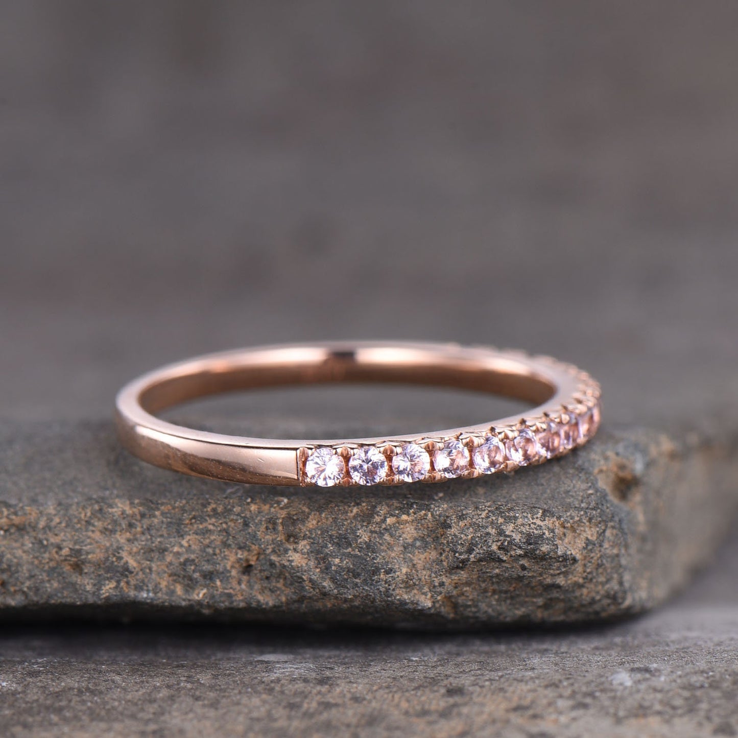 Eternity Band, Morganite Stacking Ring, Minimalist Ring, Rose Gold Ring, Morganite Band, Gifts for Her, Anniversary Ring