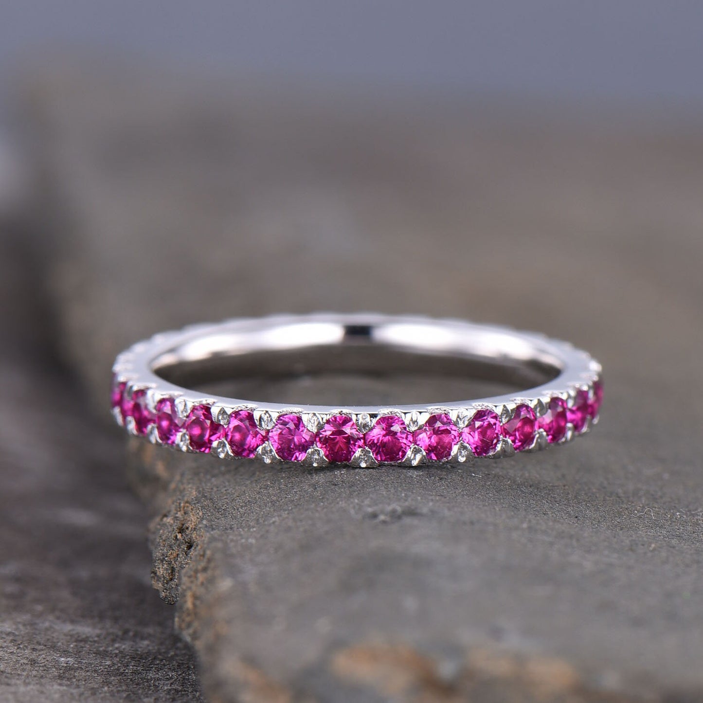 Ruby Ring Ruby Eternity Ring Ruby Silver Ring July Birthstone Ring Stacking Ruby Ring Gemstone Band Anniversary Gift Everyday Ring Gold Ring