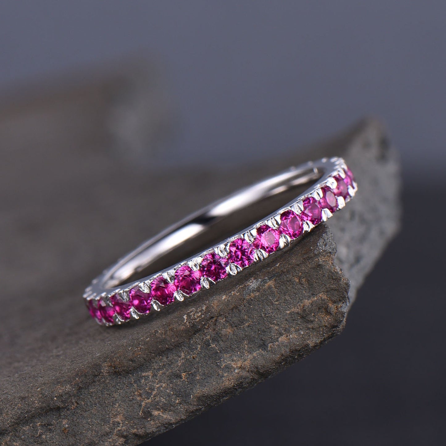 Ruby Ring Ruby Eternity Ring Ruby Silver Ring July Birthstone Ring Stacking Ruby Ring Gemstone Band Anniversary Gift Everyday Ring Gold Ring