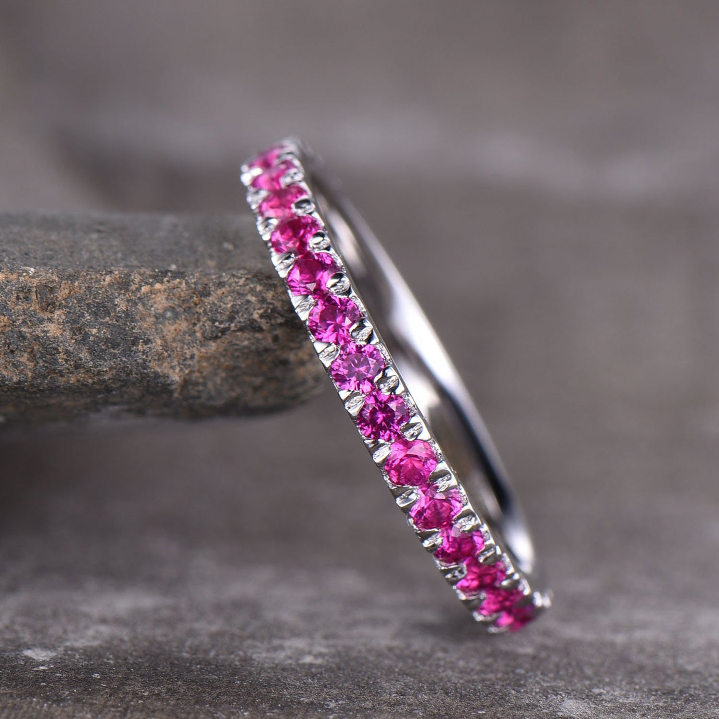 Ruby Ring Ruby Eternity Ring Ruby Silver Ring July Birthstone Ring Stacking Ruby Ring Gemstone Band Anniversary Gift Everyday Ring Gold Ring