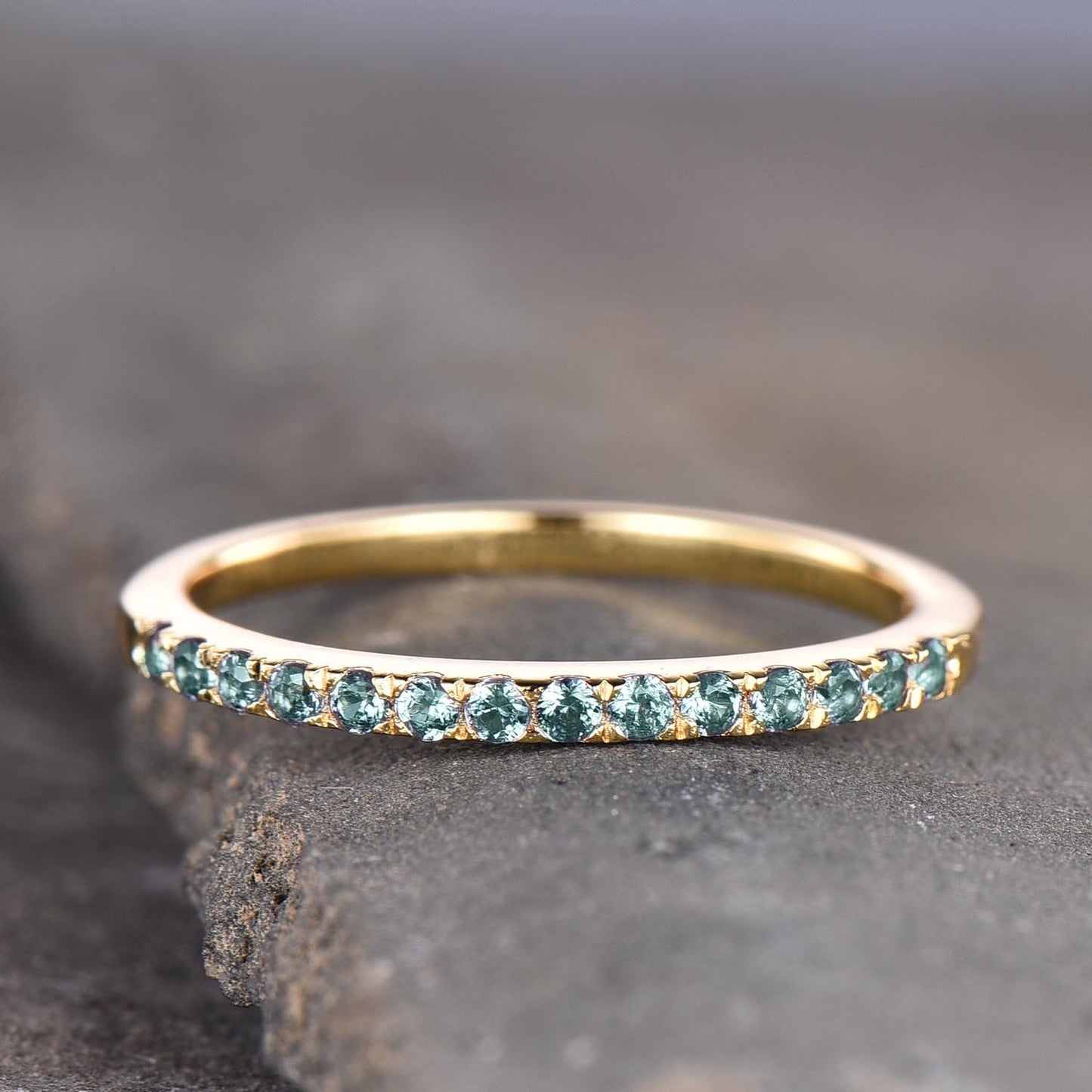 Eternity Band Alexandrite Ring Aniversary Ring Sterling Silver Matching Band Stacking Ring June Birthstone Rose Gold Plate Wedding Band