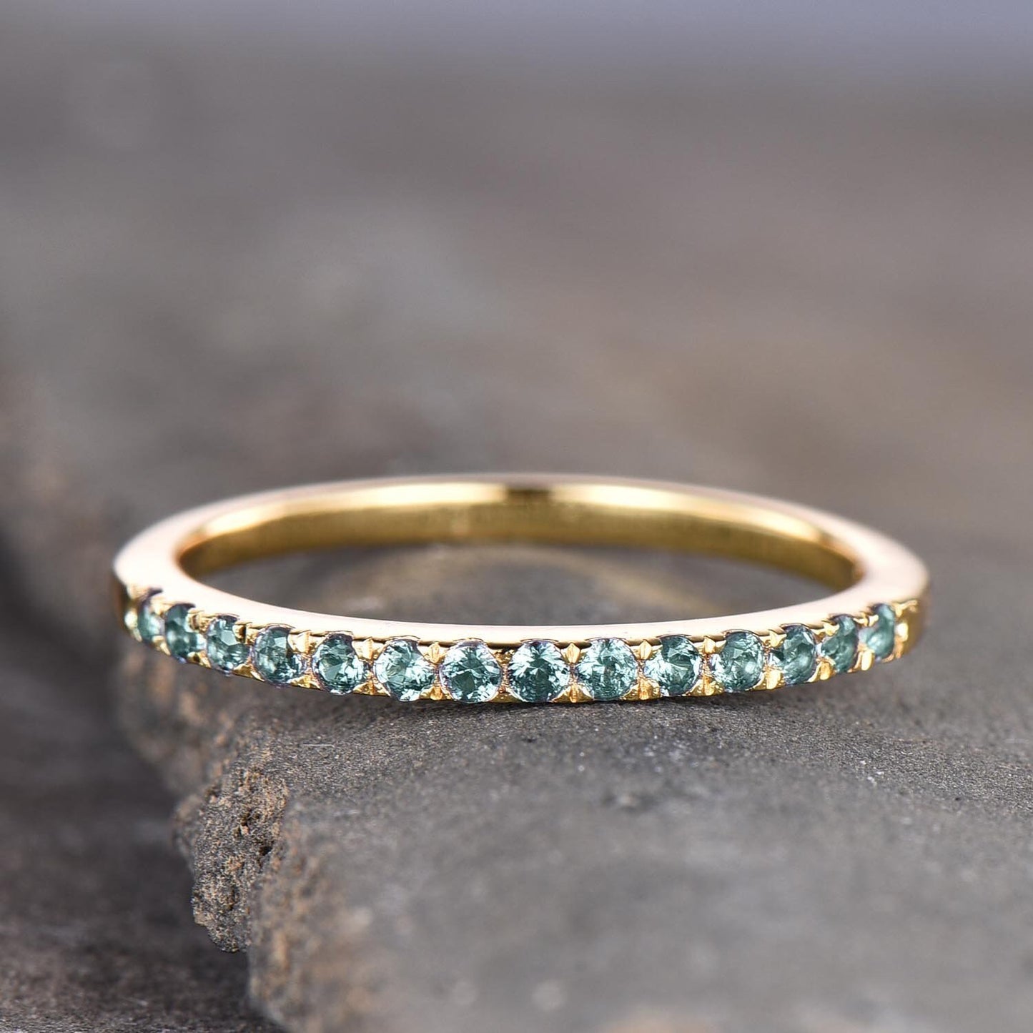 Alexandrite Ring Alexandrite Wedding Band Aniversary Ring Sterling Silver Eternity Band Stacking Ring White Gold Plated