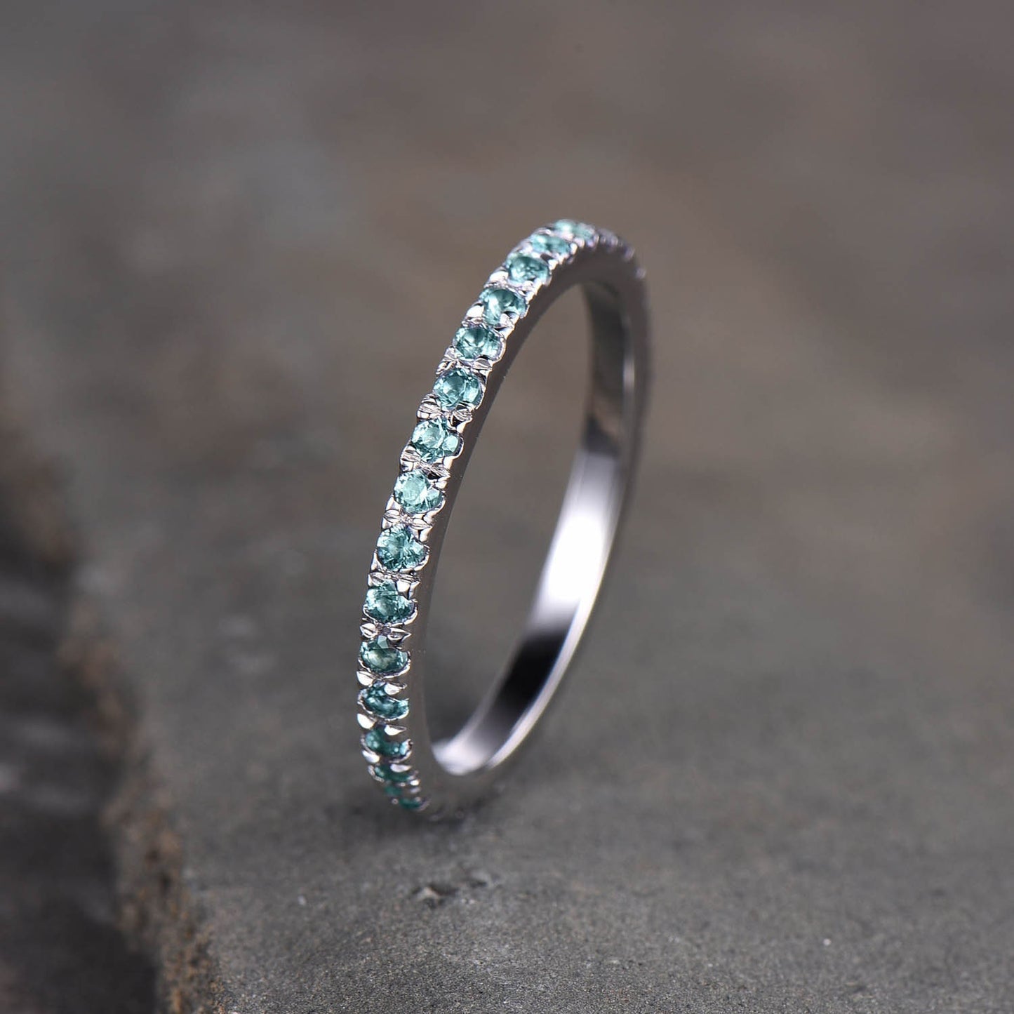 Alexandrite Ring Full Eternity Band Alexandrite Wedding Band June Birthstone Ring Sterling Sliver Yellow Gold Plated