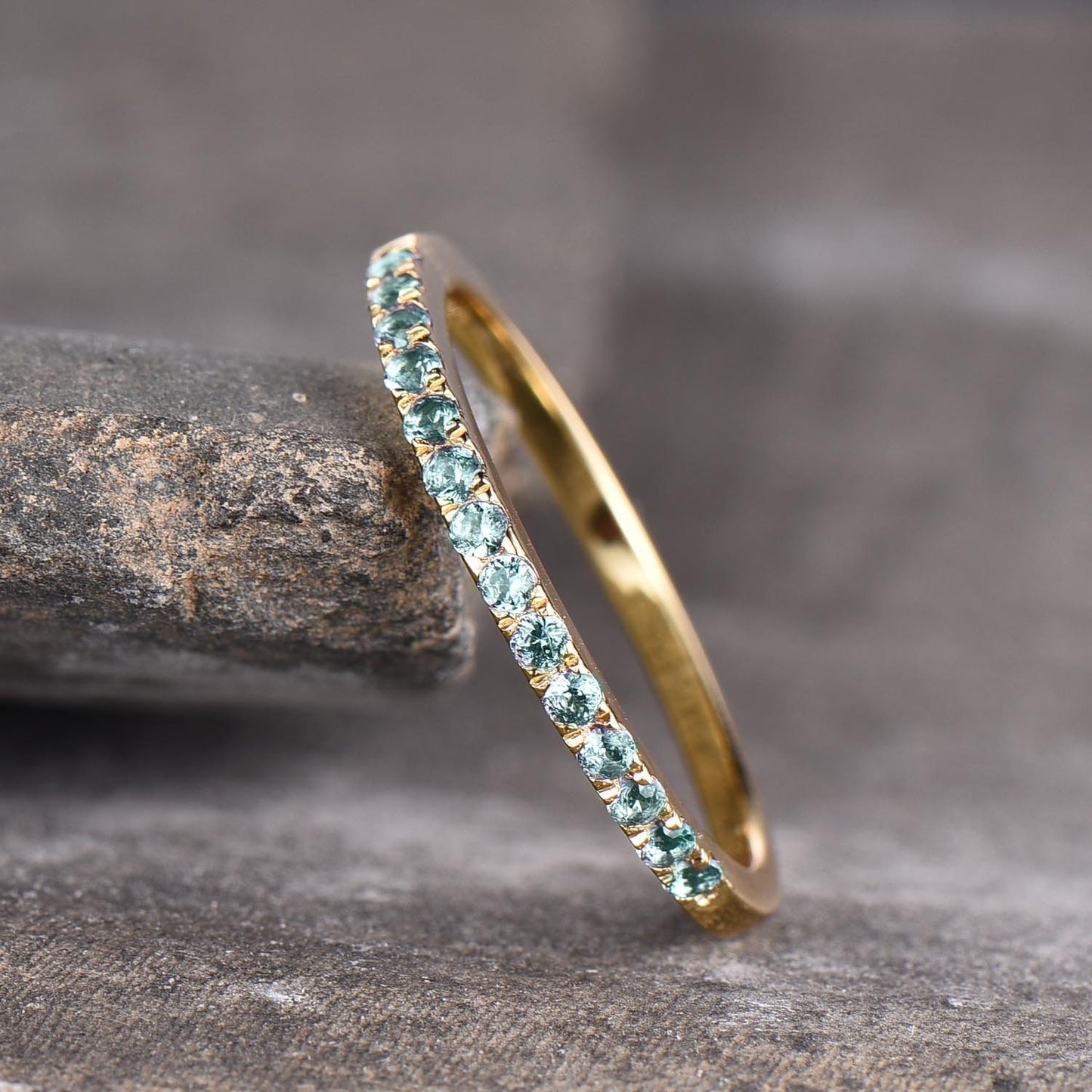Eternity Band Alexandrite Ring Aniversary Ring Sterling Silver Matching Band Stacking Ring June Birthstone Rose Gold Plate Wedding Band