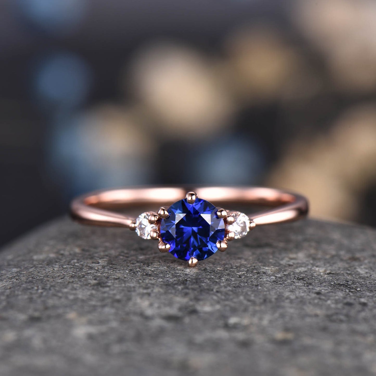 Moss agate ring set diamond engagement ring rose gold eternity opal curved stacking matching band promise jewelry Christmas gift for her Mom