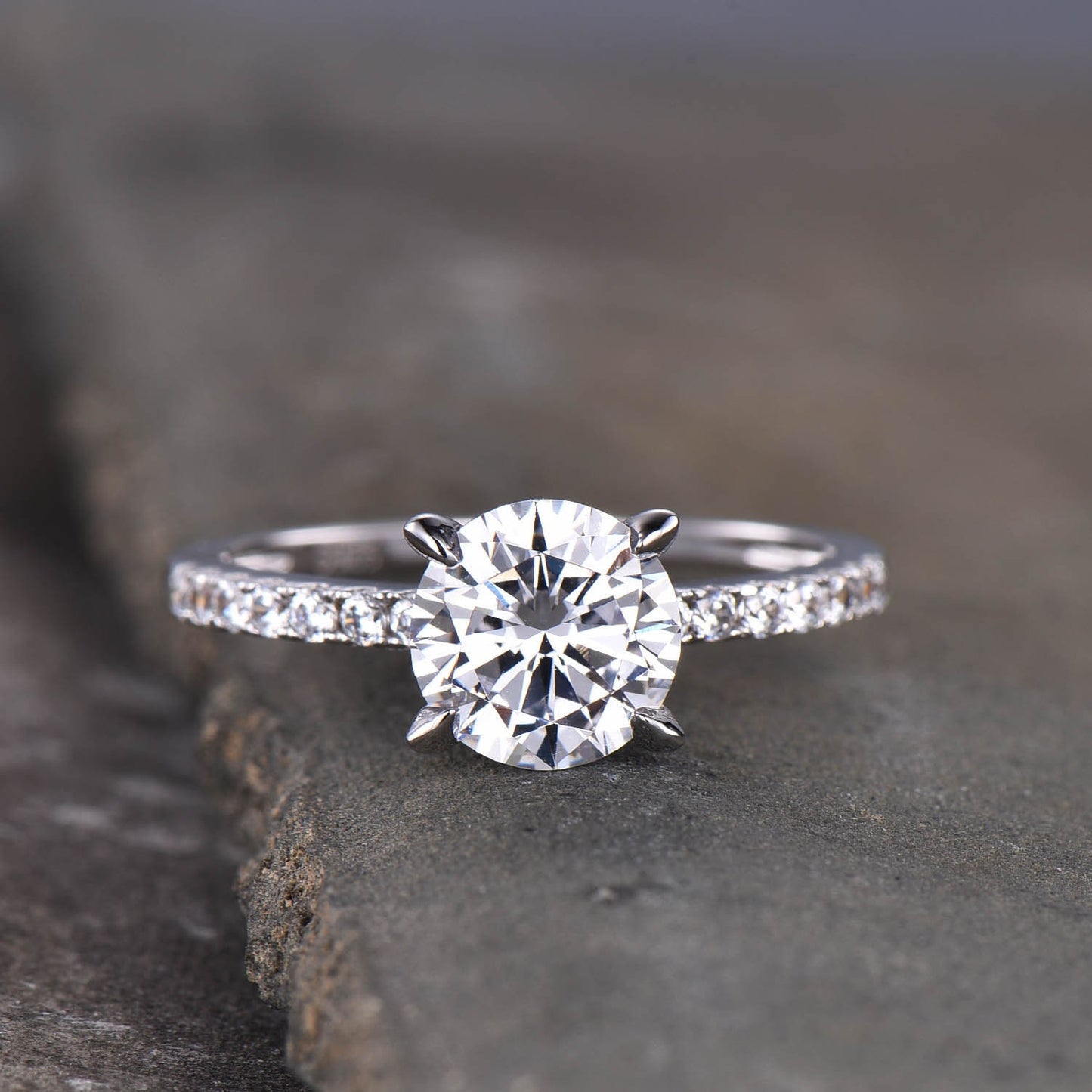 Round Cut Classic Engagement Ring, Rose Gold Wedding Ring, 1.25 Carat Carat Round Solitaire Ring, CZ Engagement Ring, Promise Ring