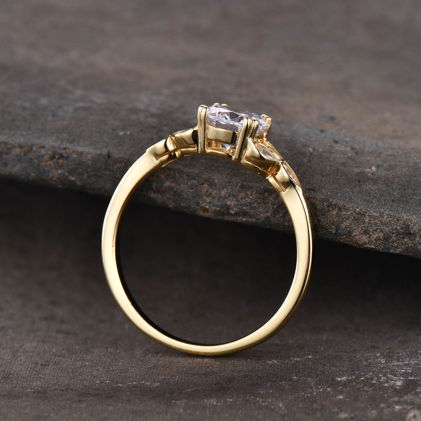 Sterling silver ring/Round cut Cubic Zirconia engagement ring/CZ wedding ring/Three flower marquise/promise ring/Xmas gift/Rose gold plated