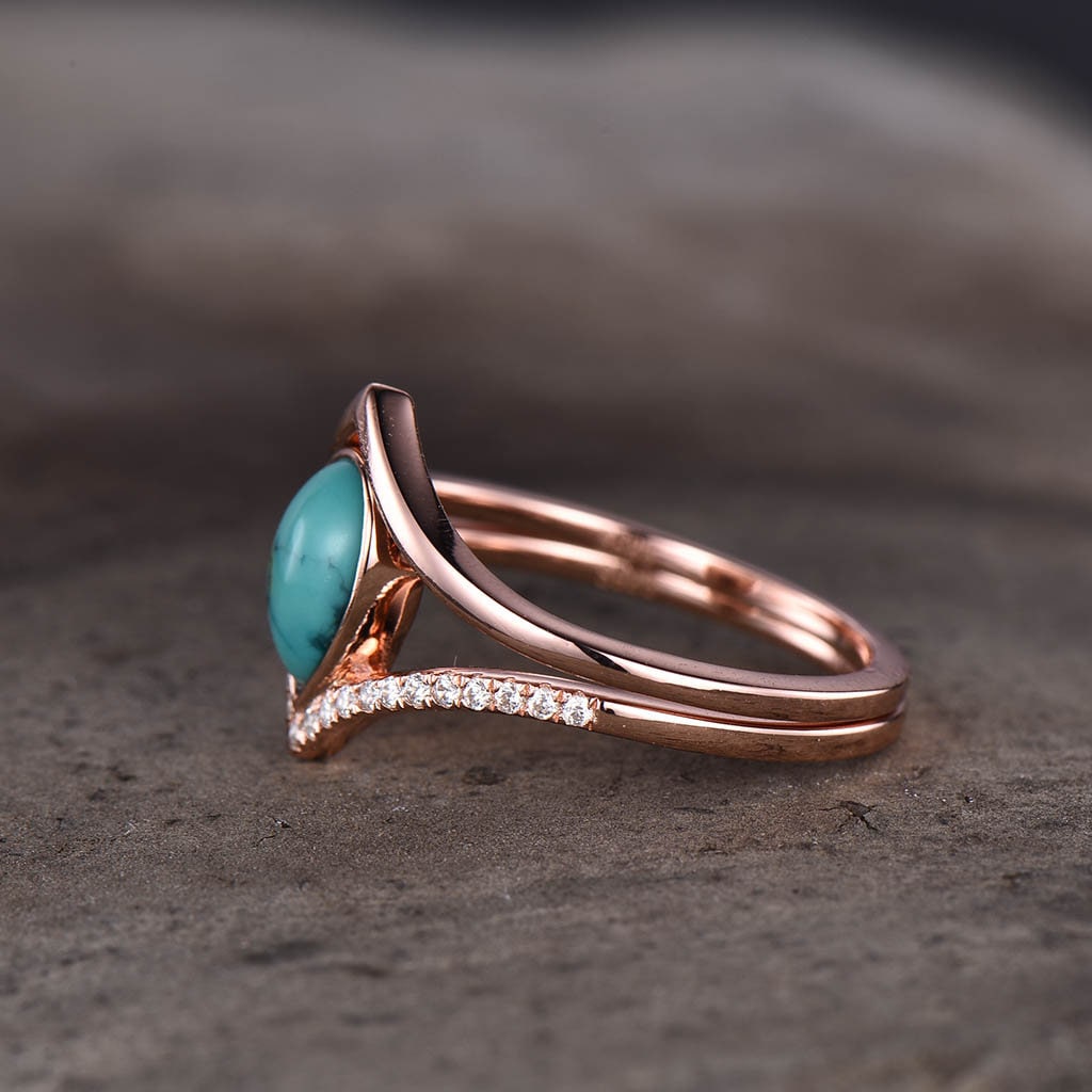 Turquoise Ring, Rose Gold Turquoise Ring, Dainty Ring, Turquoise Engagement Ring, Stacking Ring, December Birthstone Ring, Promise Ring