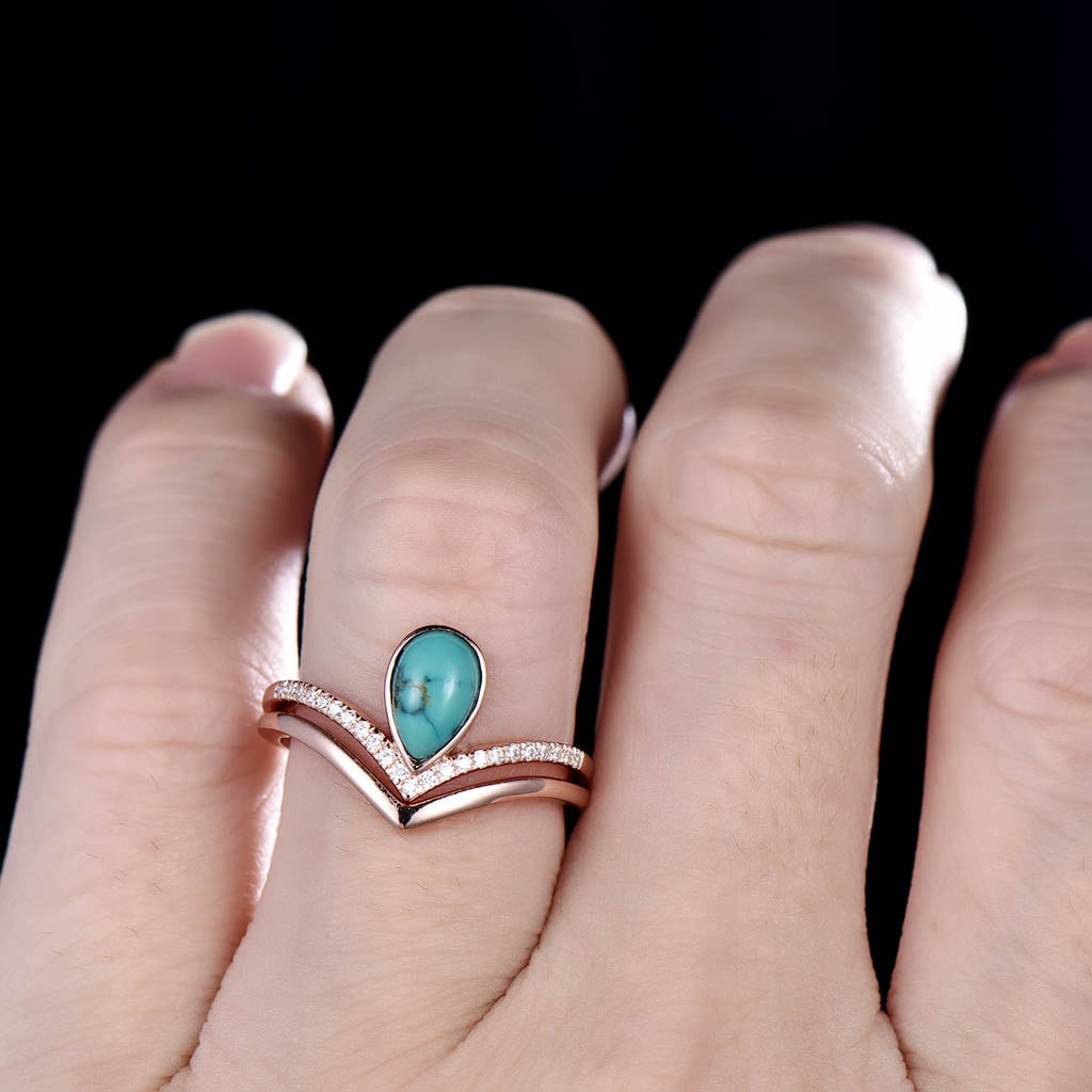 Turquoise Ring, Rose Gold Turquoise Ring, Dainty Ring, Turquoise Engagement Ring, Stacking Ring, December Birthstone Ring, Promise Ring