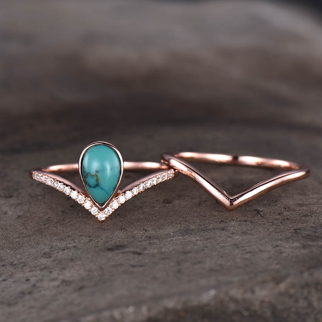 Turquoise Ring, Rose Gold Turquoise Ring, Dainty Ring, Turquoise Engagement Ring, Stacking Ring, December Birthstone Ring, Promise Ring