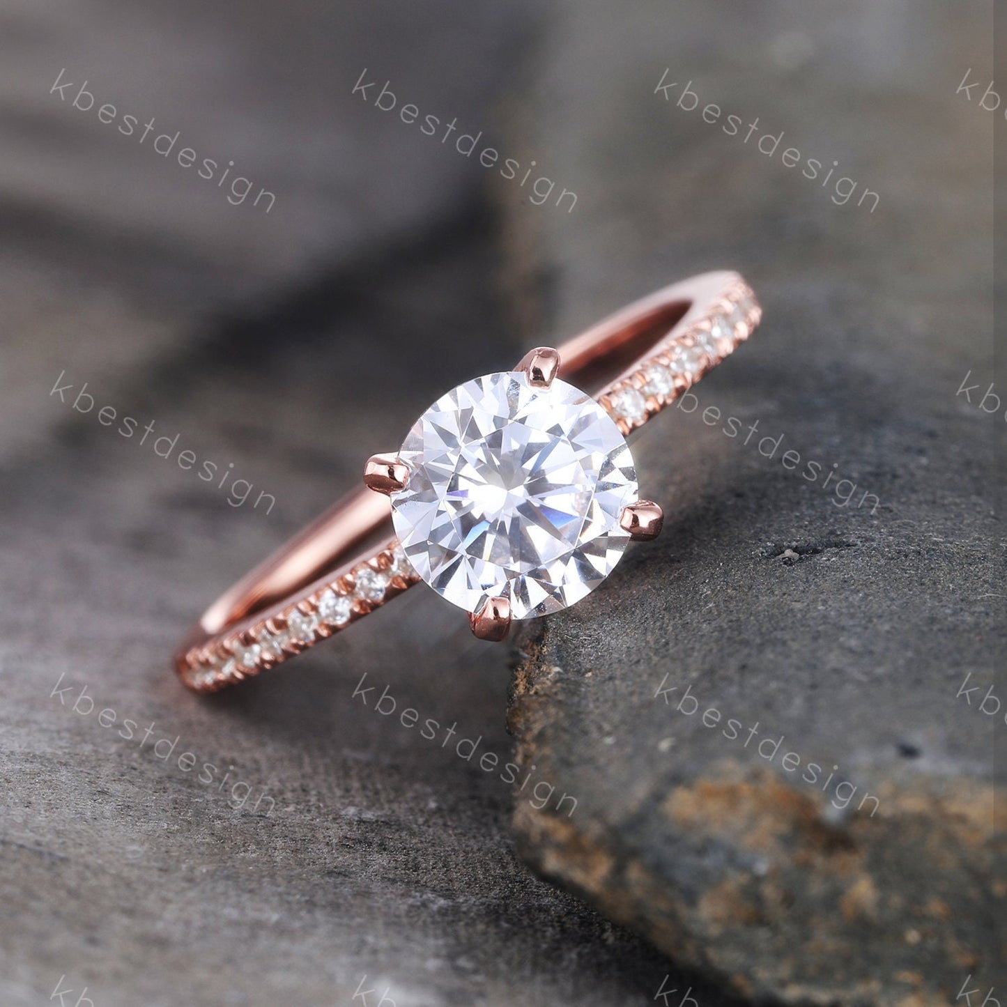 Round Cut Classic Engagement Ring, Rose Gold Wedding Ring, 1.25 Carat Carat Round Solitaire Ring, CZ Engagement Ring, Promise Ring