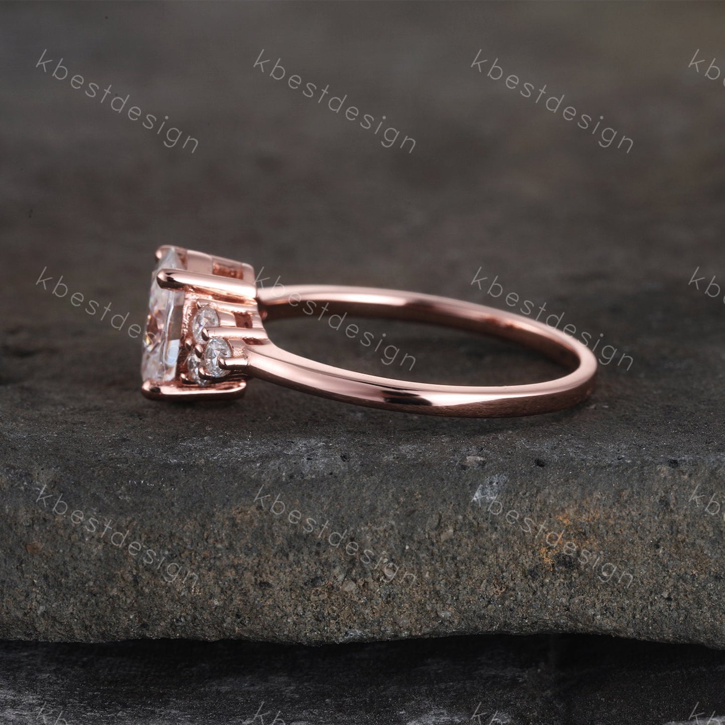 1.5 CT Oval Engagement Ring, Vintage Unique Rose Gold Engagement Ring, Cluster Wedding Ring, Diamond Simulant, Promise Ring, Gift for her